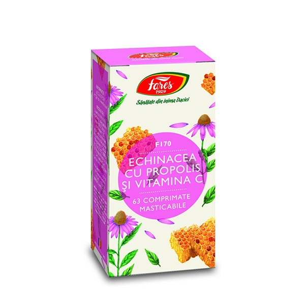 Echinacea cu propolis si vitamina C Fares – 63 capsule driedfruits.ro/ Capsule si comprimate